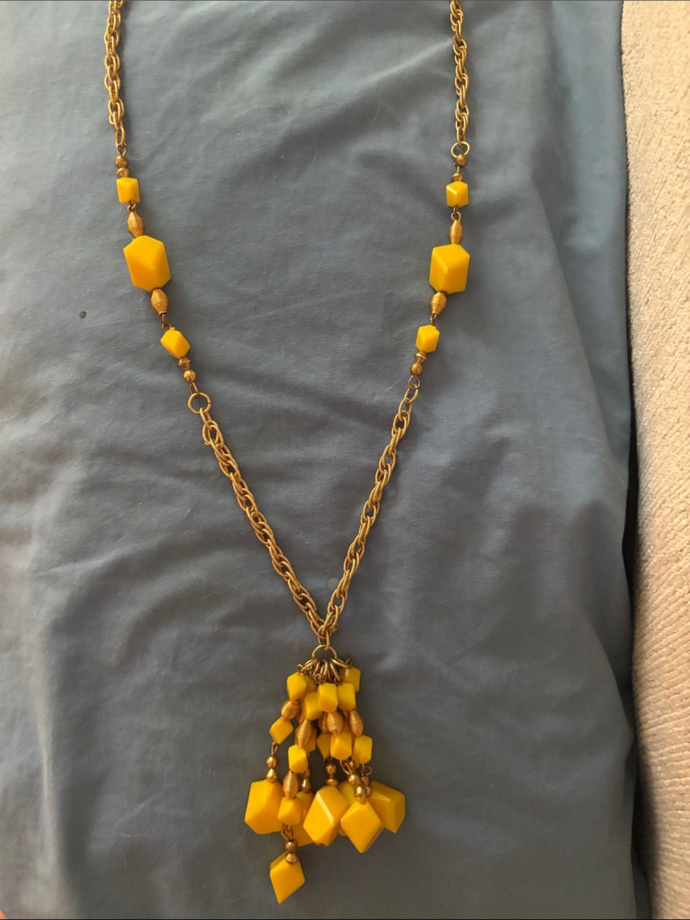 Yellow Beaded Tassel Necklace - Women Jewelry